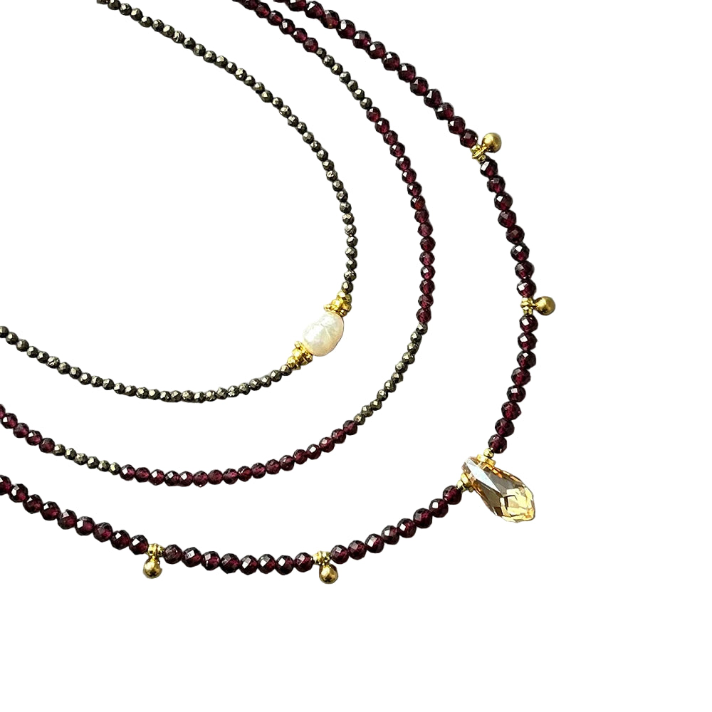 Bohemian Style, Garnet Birthstone Necklace Set