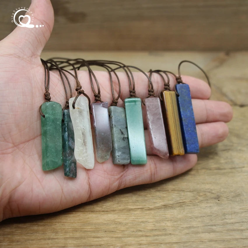 Healing Crystal Natural Stone Slice Pendant Necklace