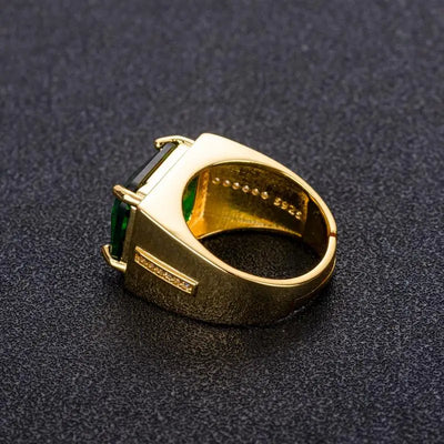 14K Gold Emerald Ring for Men