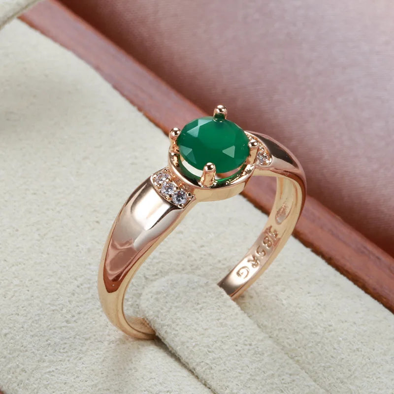 18K Multi Gold Ring for Women Natural 1 Carat Emerald with Diamond Jewelry Anillos De Bizuteria Anillos Mujer Gemstone Rings Box