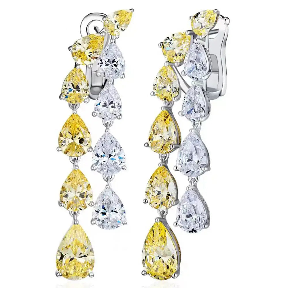 Diamond White Gold Dangle Drop Earrings for April Birthdays