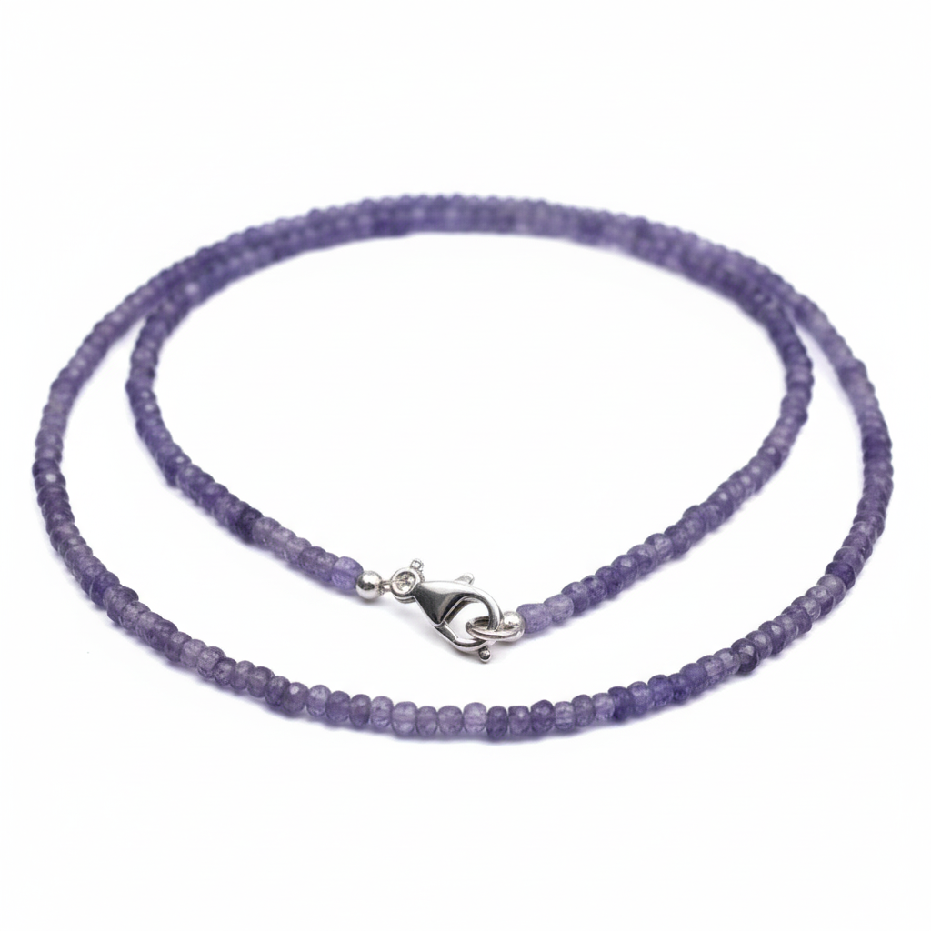 Natural Blue Tanzanite Gemstone Beads Necklace