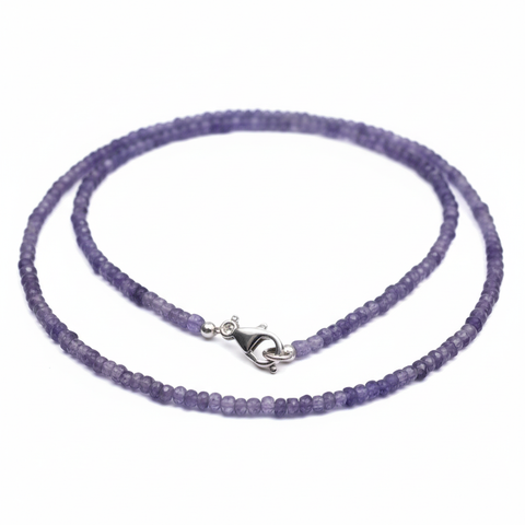 Natural Blue Tanzanite Gemstone Beads Necklace