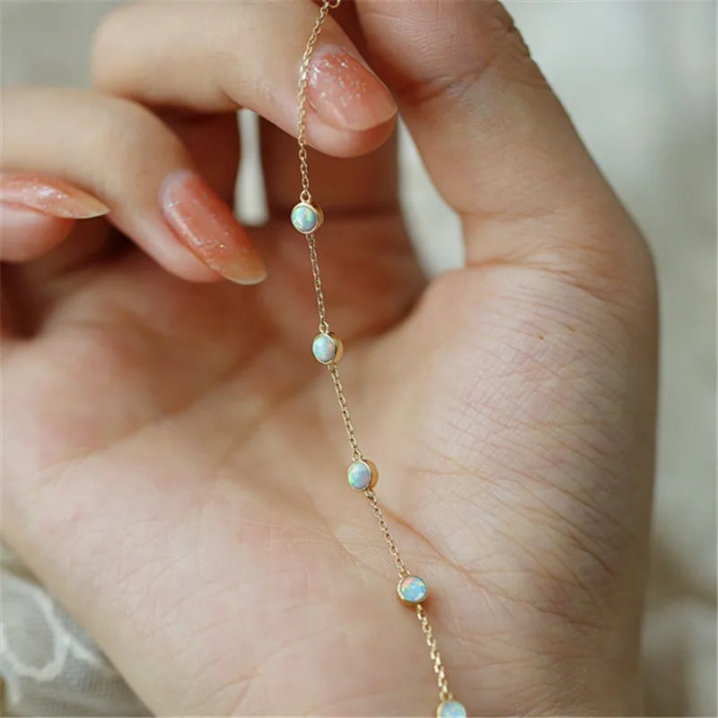 925 Sterling Silver Temperament Imitation Opal Bracelets for Women  Birthday Party Gift Fine Jewelry