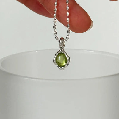 VENTFILLE 925 Sterling Silver Green Crystal Necklace for Women Girl Temperament Banquet Water Drop Jewelry Gift Dropshipping