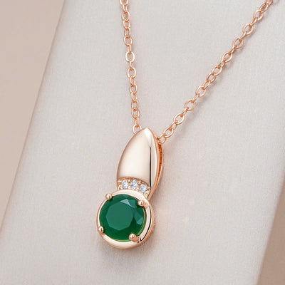 May Birthdays Kinel Hot Round Emerald Pendant Necklace