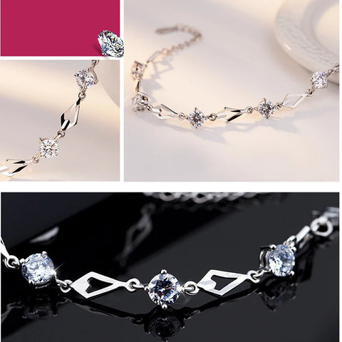 925 Sterling Silver Amethyst Charm Bracelet