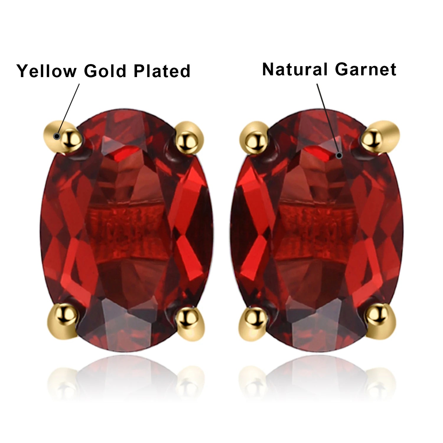 Rose Gold Yellow Gold Plated Oval Garnet earrings for women