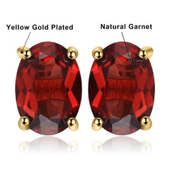 Rose Gold Yellow Gold Plated Oval Garnet earrings for women