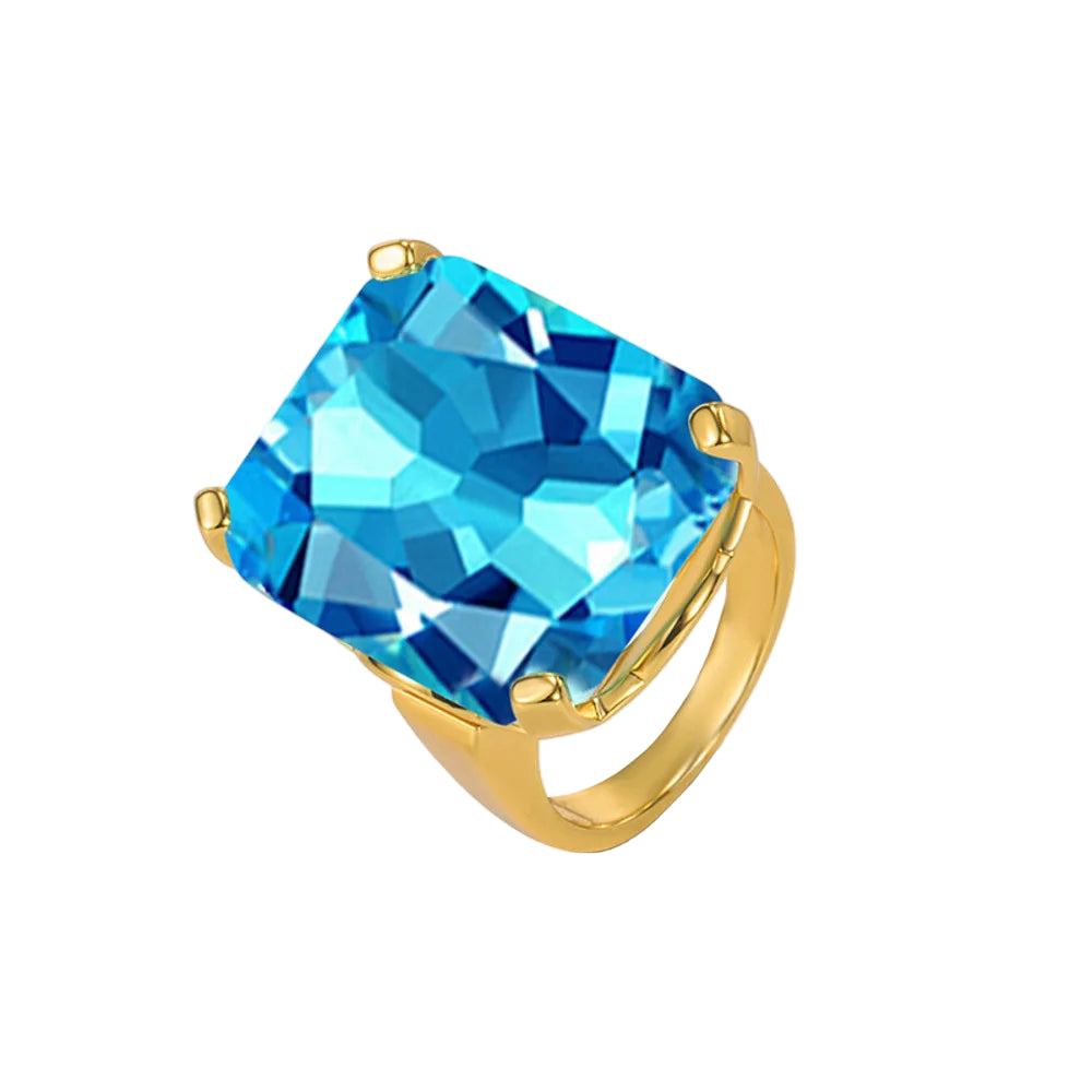 WOSIKATE Square Sapphire Rings For Women Silver 925 Jewelry Trendy Gold Plated Wedding Jewelry With Gemstones Female Ring Gifts