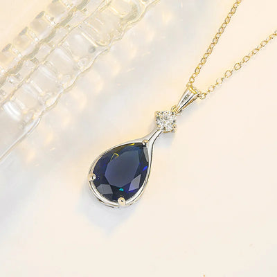Sterling Silver Blue Sapphire Pendant Necklace
