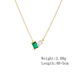 fulsun wholesale jewelry silver 925 gold filled emerald Square green necklace ladys jewelry zircon necklace jewelry women