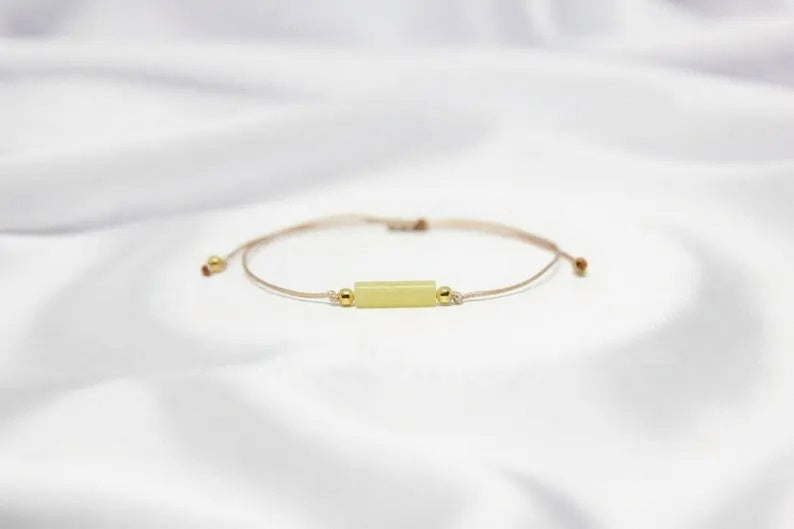 Lemon Jade Tube Crystal Citrine Bracelet