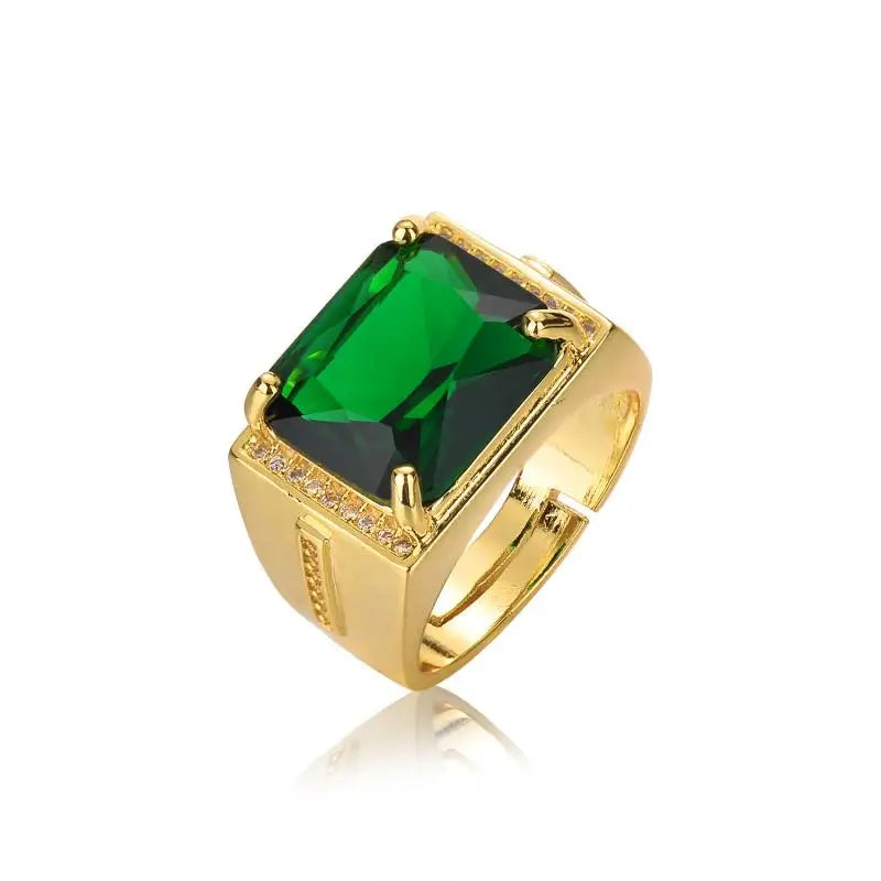 14K Gold Emerald Ring for Men