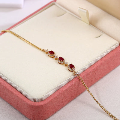 Provence Luxury Bracelet Ruby gemstone lab diamonds Halo set 18K yellow gold Chain Premium Jewelry Women Everyday Accessories