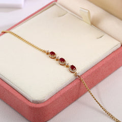 Provence Luxury Bracelet Ruby gemstone lab diamonds Halo set 18K yellow gold Chain Premium Jewelry Women Everyday Accessories