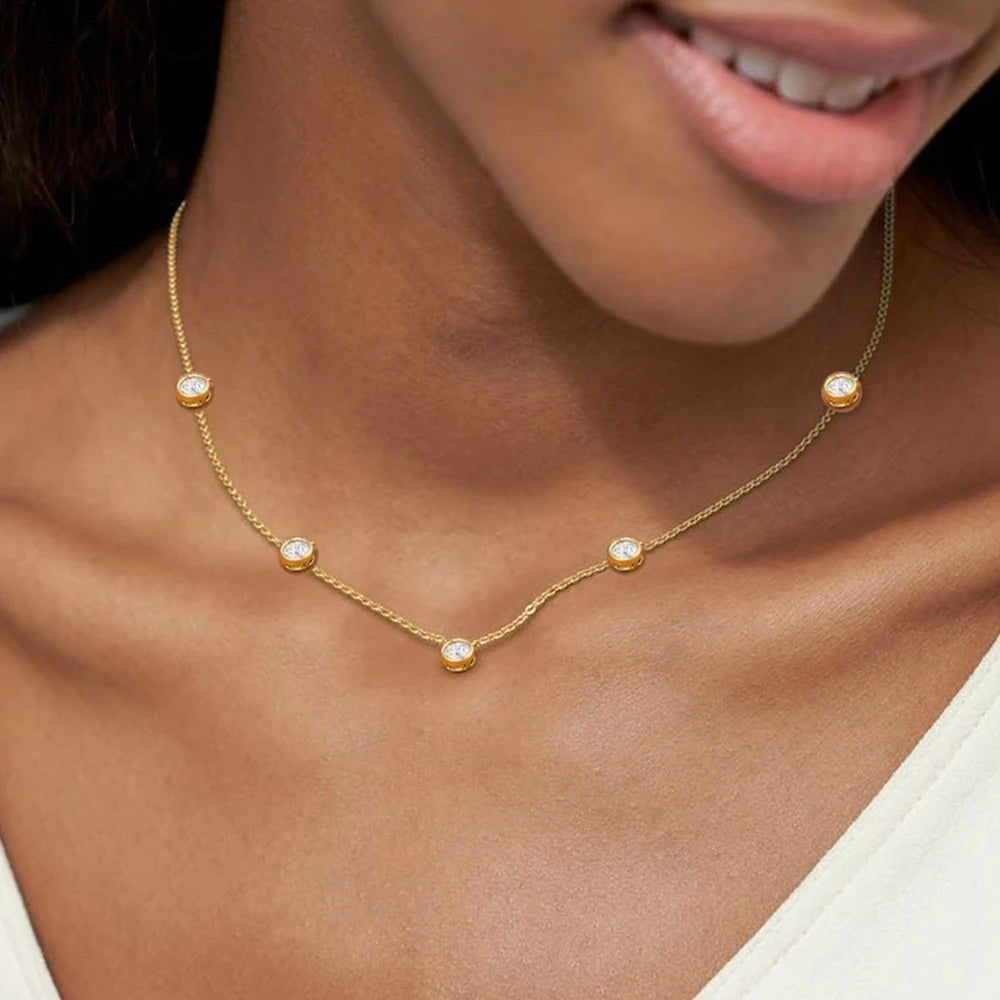 Moissanite Necklace Certified Original 18k Gold Plated 925 Silver Diamond Choker Chain for Women Jewelry GRA