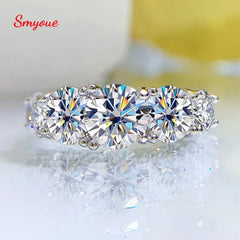 Moissanite Rings for Women 5 Stones Sparkling Diamond Wedding Band S925 Sterling Silver Jewelry GRA