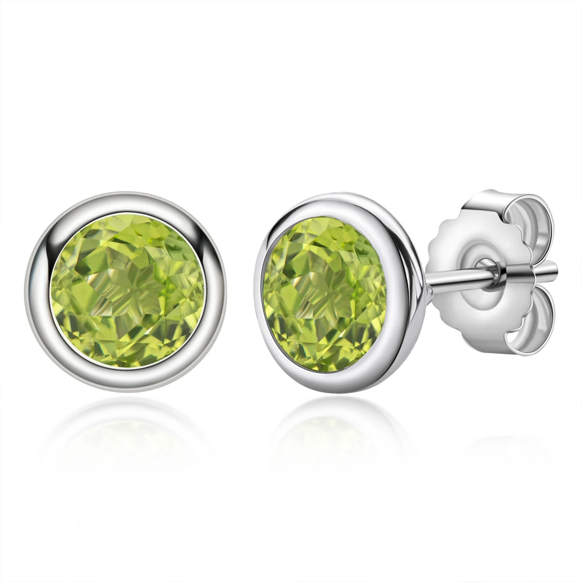 RAPRGOLD Princess Natural Peridot Stud Earring for Women Real 925 Sterling Silver Piercing Earrings Fine Jewelry Gift Pendientes