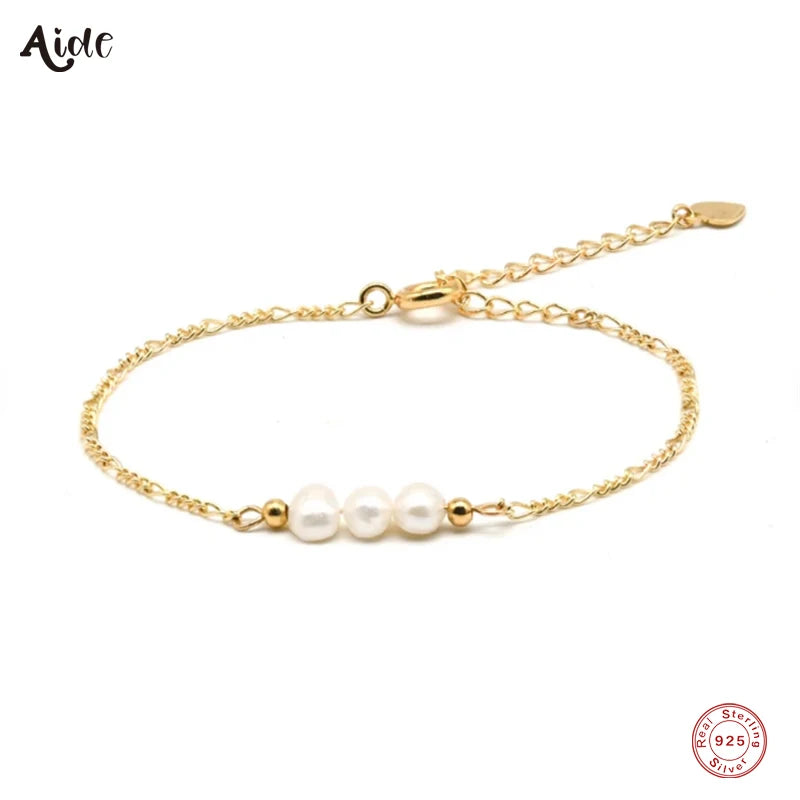 Sterling Silver Imitation Pearl Heart Charm Bracelet