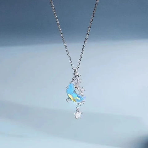 Moonstone Star and Moon Necklace