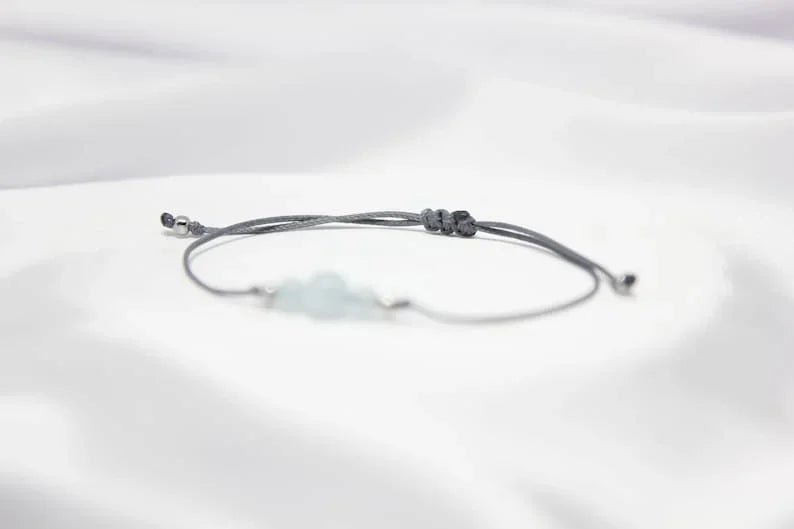 Aquamarine March Birthstone Crystal Women's Bohemian Blue Stone Bracelet