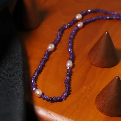 Korean Style Amethyst Women Birthstone Necklace