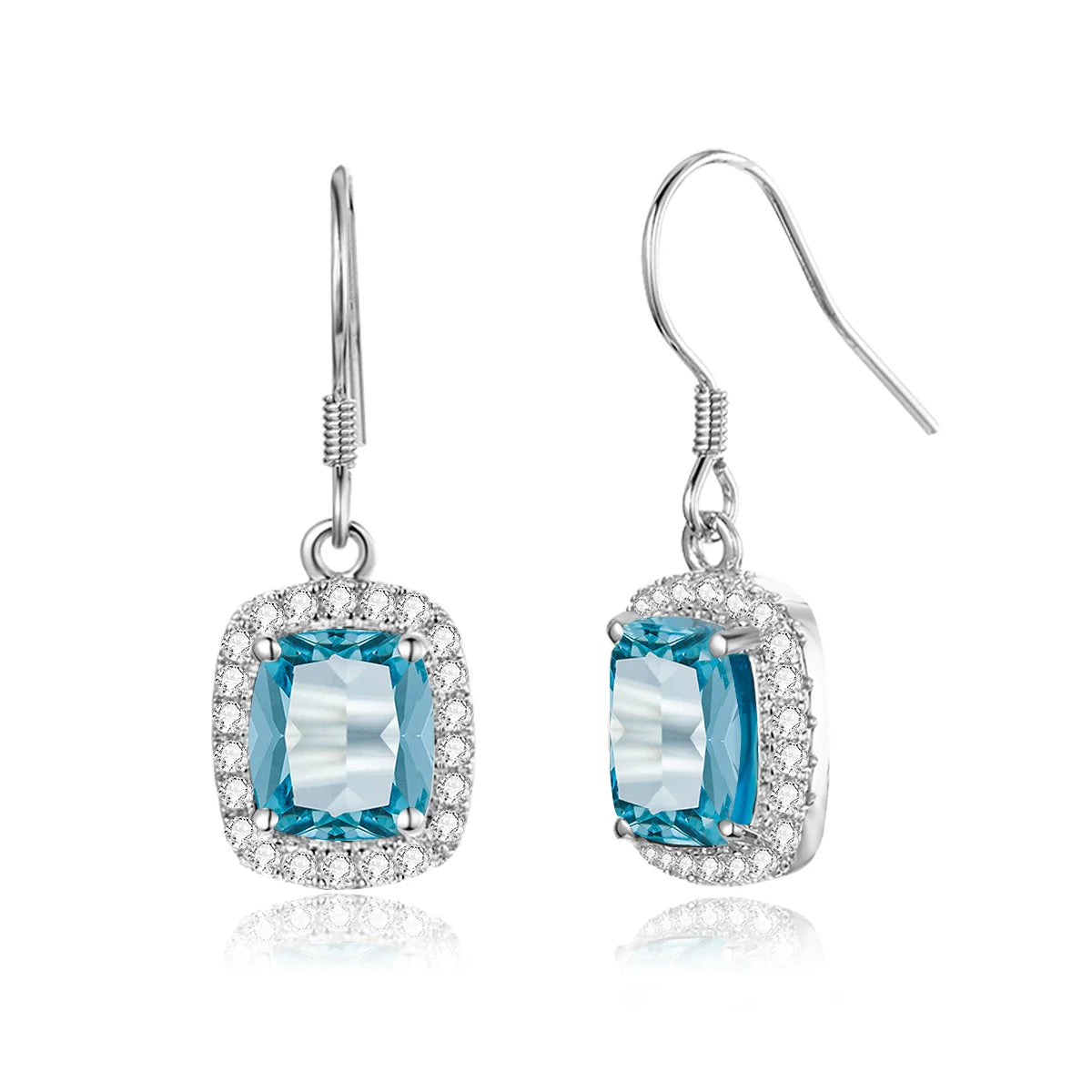 Vintage Aquamarine Earrings 925 Sterling Silver Gemstone Earring for Woman Designer Fine Jewelry Party Mother's Day Gift