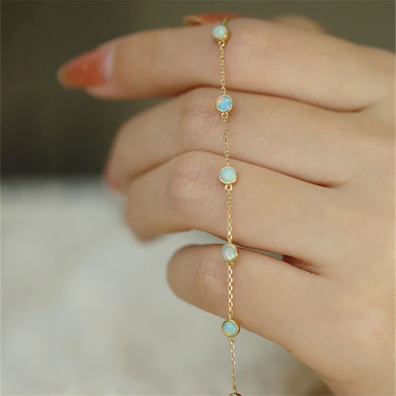 925 Sterling Silver Temperament Imitation Opal Bracelets for Women  Birthday Party Gift Fine Jewelry