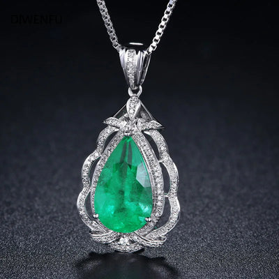 Natural Emerald Teardrop Emerald Pendant Necklace