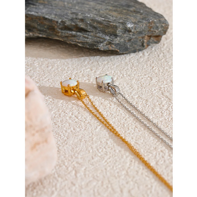 Exquisite Round Opal Stone Pendant Necklace