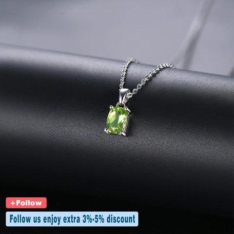 925 Silver Cushion Shape Peridot Pendant Necklace