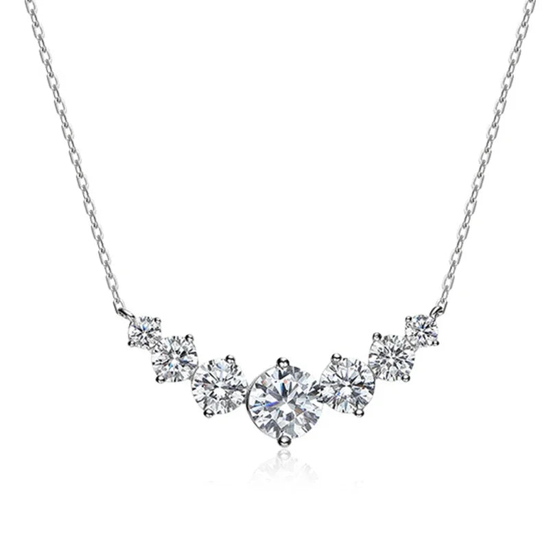 Moissanite Necklace for Women Smile Princesses Sparkling Diamond Pendant S925 Sterling Silver Plated PT950