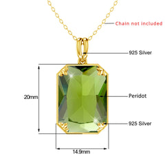 Real Sterling Sliver Necklace Pendant Peridot Birthstone Gold Plated Fine Jewelry  Anniversary Party For Women Accessorie