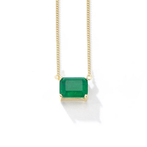 Sterling Silver Square Zircon Pendant Necklace