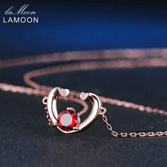 Natural Red Garnet Necklaces For Women Unique Sweet Heart Gemstone Pendant 925 Silver Rose Gold Vermeil Fine Jewelry Gift NI005