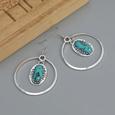 Vintage Boho Turquoise Drop Earrings