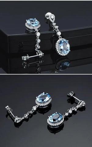 Natural Aquamarine Drop Earrings