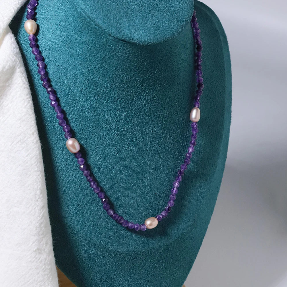 Korean Style Amethyst Women Birthstone Necklace