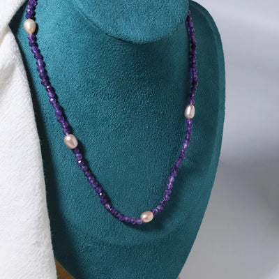 Korean Style Amethyst Women Birthstone Necklace
