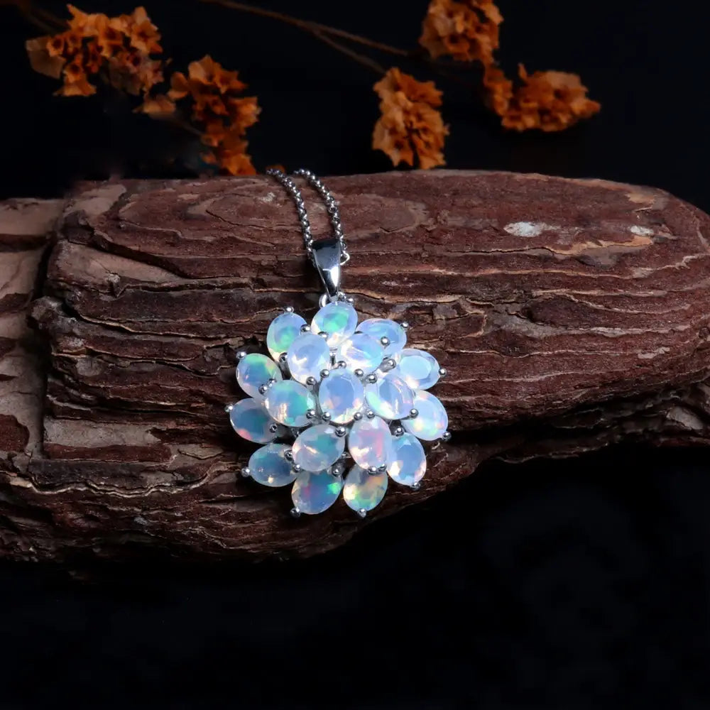 Luxury 4.2ct opal pendant 45cm necklace Pure 925 Silver natural ethiopia gemstones fine jewelry for women anniversary party gift