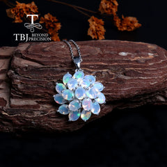 Luxury 4.2ct opal pendant 45cm necklace Pure 925 Silver natural ethiopia gemstones fine jewelry for women anniversary party gift
