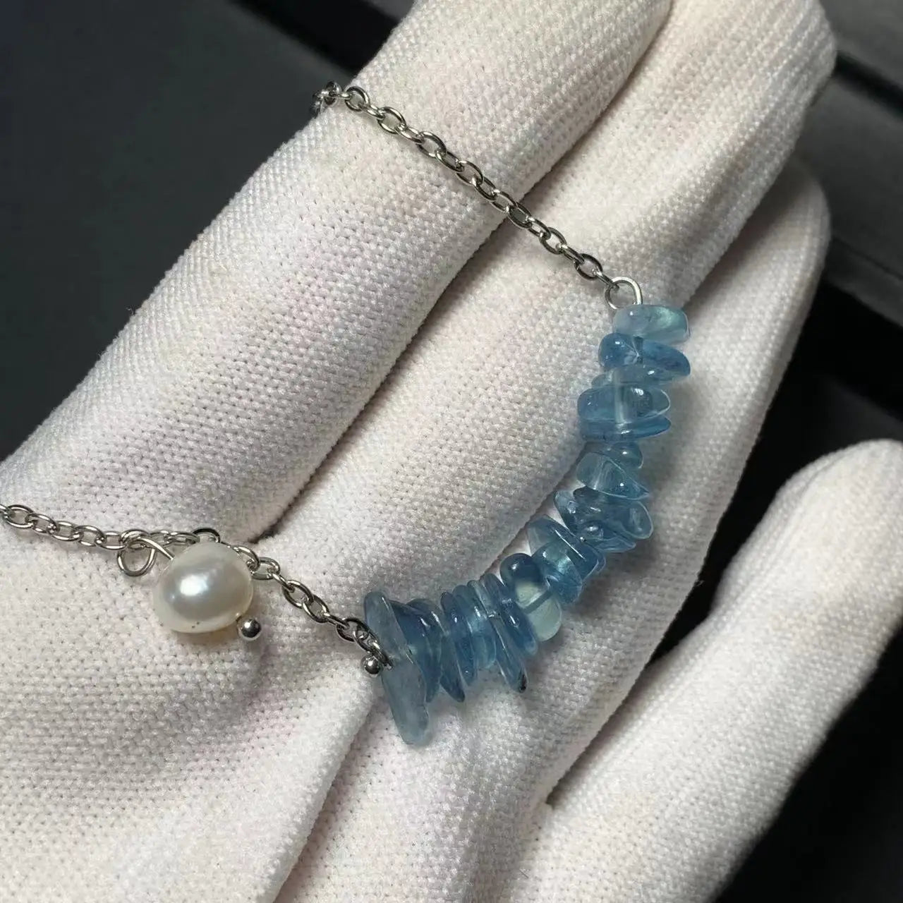HEYYA STONE Natural Dark Blue Aquamarine Pendant Necklace For Women 925 Silver Plated Simple Fine Jewelry Gemstone Classic Style