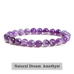 Simple Trendy Natural Stone Bead Bracelets for Women Amethyst Turquoise Crystal Bead Elastic Bracelets Yoga Healing Wrist Gifts