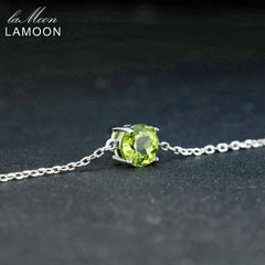 Lamoon 7mm Natural Round Cut Peridot 925 Sterling Silver Jewelry  Chain Charm Bracelet S925 LMHI039