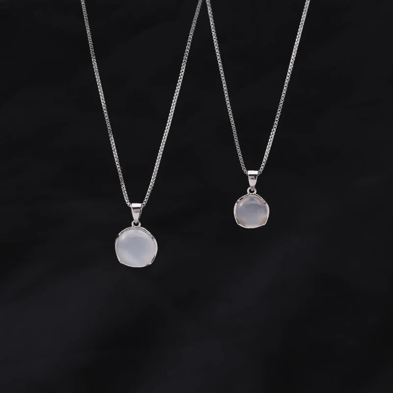 Silver Plated White Moonstone Pendant Necklace