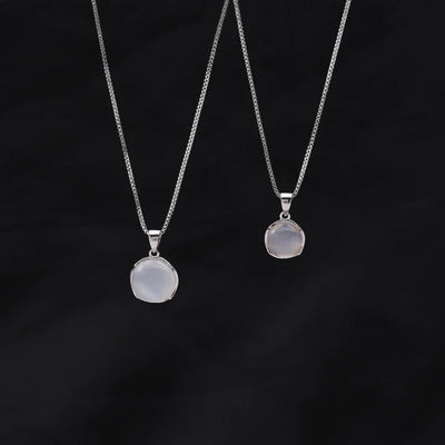 Silver Plated White Moonstone Pendant Necklace