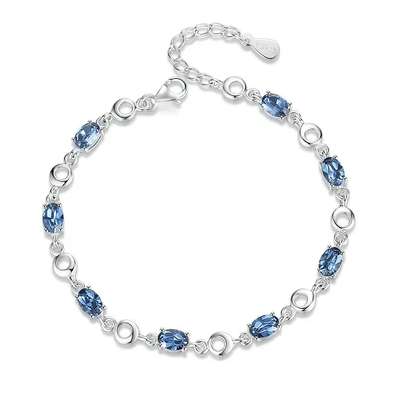 Silver Zircon Charm Bracelet