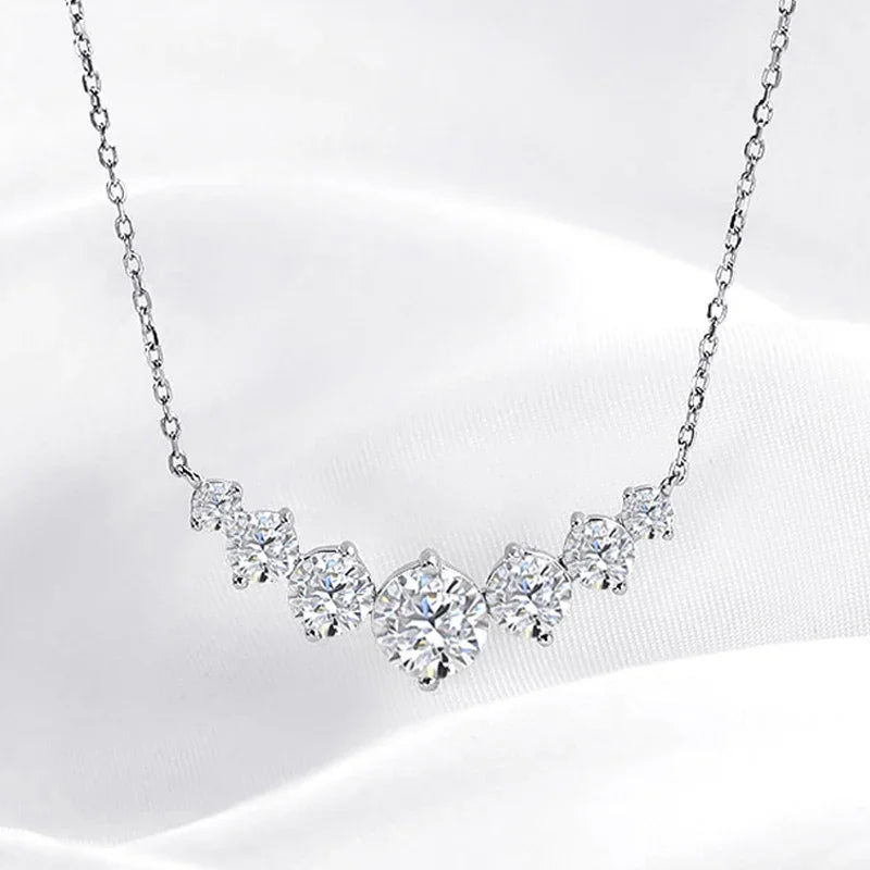 Moissanite Necklace for Women Smile Princesses Sparkling Diamond Pendant S925 Sterling Silver Plated PT950