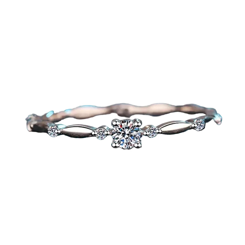 Diamond Beaded Sterling Silver Engagement Rings Gifts